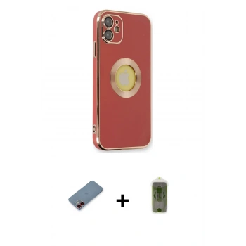 MARSİLYAN™- iPhone 12 Kılıf İz Form Serisi - Siyah Joko Magic 5D Hayalet Cam + Metal Kamera Lens Koruma Cam - KI