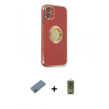 MARSİLYAN™- iPhone 12 Kılıf İz Form Serisi - Siyah Joko Magic 5D Hayalet Cam + Shine Kamera Lens Koruma Cam - PE