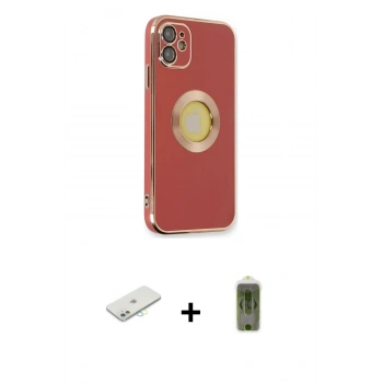 MARSİLYAN™- iPhone 12 Kılıf İz Form Serisi - Siyah Joko Magic 5D Hayalet Cam + Renkli Kamera Lens Koruma Cam - SI