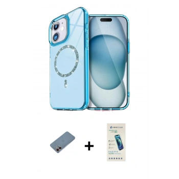 MARSİLYAN™- iPhone 12 Kılıf Kıvılcım Form Prime - Şeffaf Pasifik Cam Ekran Koruyucu + Shine Kamera Lens Koruma Cam - PE