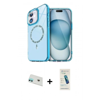 MARSİLYAN™- iPhone 12 Kılıf Kıvılcım Form Prime - Şeffaf Pasifik Cam Ekran Koruyucu + Rainbow Kamera Lens Koruma Cam - YL