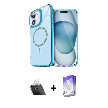 MARSİLYAN™- iPhone 12 Kılıf Kıvılcım Form Prime - Siyah Bilvis 5in1 3D Magic Cam Ekran Koruyucu + Kamera Lens Koruma Cam - SF