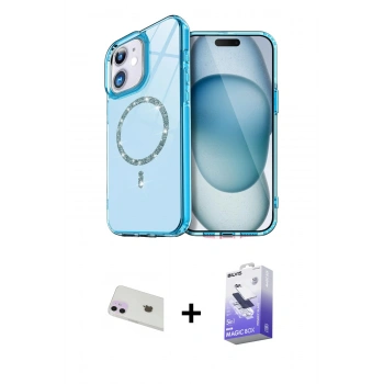 MARSİLYAN™- iPhone 12 Kılıf Kıvılcım Form Prime - Siyah Bilvis 5in1 5D Magic Hayalet Cam Ekran Koruyucu + Rainbow Kamera Lens Koruma Cam - MR