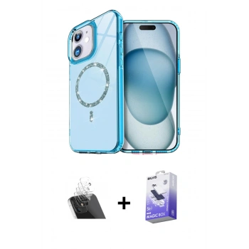 MARSİLYAN™- iPhone 12 Kılıf Kıvılcım Form Prime - Siyah Bilvis 5in1 5D Magic Hayalet Cam Ekran Koruyucu + Kamera Lens Koruma Cam - SF