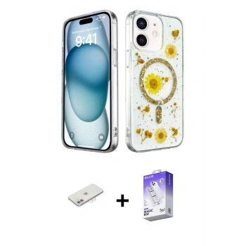 MARSİLYAN™- iPhone 12 Kılıf Kozmos Doku - Siyah Bilvis 5in1 3D Magic Cam Ekran Koruyucu + Renkli Kamera Lens Koruma Cam - PE