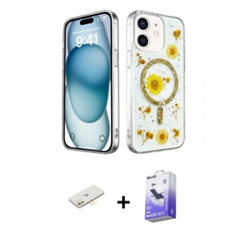 MARSİLYAN™- iPhone 12 Kılıf Kozmos Doku - Siyah Bilvis 5in1 5D Magic Hayalet Cam Ekran Koruyucu + Renkli Kamera Lens Koruma Cam - SI