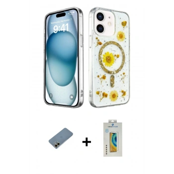 MARSİLYAN™- iPhone 12 Kılıf Kozmos Doku - Siyah Polymer Nano Ekran Koruyucu + Shine Kamera Lens Koruma Cam - GD