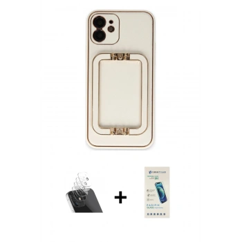 MARSİLYAN™- iPhone 12 Kılıf Kozmos Minimal Prime - Şeffaf Pasifik Cam Ekran Koruyucu + Kamera Lens Koruma Cam - SF