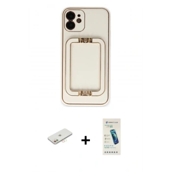 MARSİLYAN™- iPhone 12 Kılıf Kozmos Minimal Prime - Şeffaf Pasifik Cam Ekran Koruyucu + Renkli Kamera Lens Koruma Cam - YL