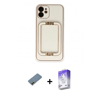 MARSİLYAN™- iPhone 12 Kılıf Kozmos Minimal Prime - Siyah Bilvis 5in1 3D Magic Cam Ekran Koruyucu + Shine Kamera Lens Koruma Cam - GD