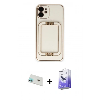 MARSİLYAN™- iPhone 12 Kılıf Kozmos Minimal Prime - Siyah Bilvis 5in1 5D Magic Hayalet Cam Ekran Koruyucu + Rainbow Kamera Lens Koruma Cam - YL