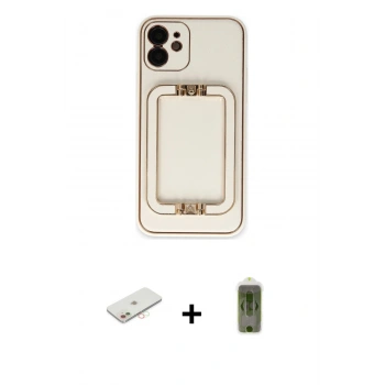 MARSİLYAN™- iPhone 12 Kılıf Kozmos Minimal Prime - Siyah Joko Magic 5D Hayalet Cam + Renkli Kamera Lens Koruma Cam - YL