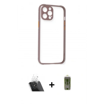 MARSİLYAN™- iPhone 12 Kılıf Nova Asil Özel Seri - Siyah Joko Magic 5D Hayalet Cam + Kamera Lens Koruma Cam - SF