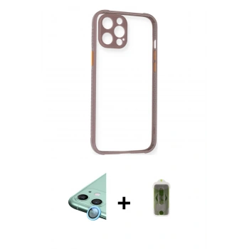 MARSİLYAN™- iPhone 12 Kılıf Nova Asil Özel Seri - Siyah Joko Magic 5D Hayalet Cam + Raze Metal Kamera Lens - MI