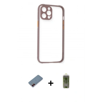 MARSİLYAN™- iPhone 12 Kılıf Nova Asil Özel Seri - Siyah Joko Magic 5D Hayalet Cam + Metal Kamera Lens Koruma Cam - KI