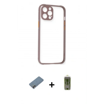 MARSİLYAN™- iPhone 12 Kılıf Nova Asil Özel Seri - Siyah Joko Magic 5D Hayalet Cam + Shine Kamera Lens Koruma Cam - GI
