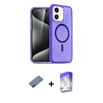 MARSİLYAN™- iPhone 12 Kılıf Nova Asil Prime - Siyah Bilvis 5in1 3D Magic Cam Ekran Koruyucu + Shine Kamera Lens Koruma Cam - GD