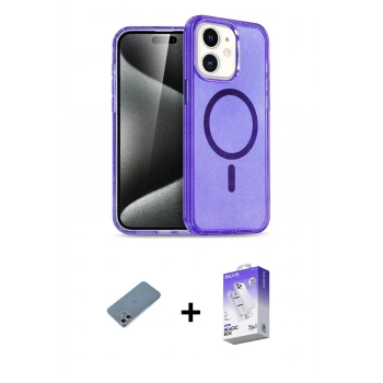 MARSİLYAN™- iPhone 12 Kılıf Nova Asil Prime - Siyah Bilvis 5in1 3D Magic Cam Ekran Koruyucu + Shine Kamera Lens Koruma Cam - GS