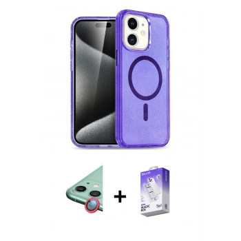 MARSİLYAN™- iPhone 12 Kılıf Nova Asil Prime - Siyah Bilvis 5in1 3D Magic Cam Ekran Koruyucu + Raze Metal Kamera Lens - KI