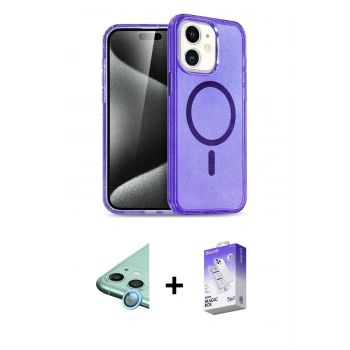 MARSİLYAN™- iPhone 12 Kılıf Nova Asil Prime - Siyah Bilvis 5in1 3D Magic Cam Ekran Koruyucu + Raze Metal Kamera Lens - MI