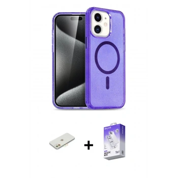 MARSİLYAN™- iPhone 12 Kılıf Nova Asil Prime - Siyah Bilvis 5in1 3D Magic Cam Ekran Koruyucu + Renkli Kamera Lens Koruma Cam - TU