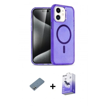 MARSİLYAN™- iPhone 12 Kılıf Nova Asil Prime - Siyah Bilvis 5in1 5D Magic Hayalet Cam Ekran Koruyucu + Shine Kamera Lens Koruma Cam - GS