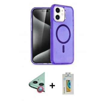 MARSİLYAN™- iPhone 12 Kılıf Nova Asil Prime - Siyah Polymer Nano Ekran Koruyucu + Raze Metal Kamera Lens - KI