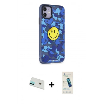 MARSİLYAN™- iPhone 12 Kılıf Nova Doku Koleksiyonu - Şeffaf Pasifik Cam Ekran Koruyucu + Rainbow Kamera Lens Koruma Cam - YL