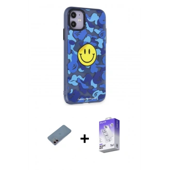 MARSİLYAN™- iPhone 12 Kılıf Nova Doku Koleksiyonu - Siyah Bilvis 5in1 3D Magic Cam Ekran Koruyucu + Shine Kamera Lens Koruma Cam - PE