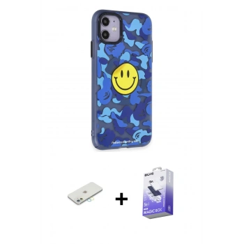 MARSİLYAN™- iPhone 12 Kılıf Nova Doku Koleksiyonu - Siyah Bilvis 5in1 5D Magic Hayalet Cam Ekran Koruyucu + Renkli Kamera Lens Koruma Cam - SI
