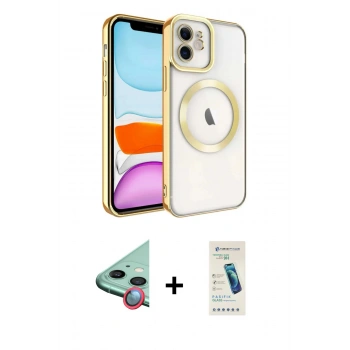 MARSİLYAN™- iPhone 12 Kılıf Nova Işık Özel Seri - Şeffaf Pasifik Cam Ekran Koruyucu + Raze Metal Kamera Lens - KI