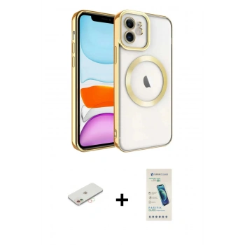 MARSİLYAN™- iPhone 12 Kılıf Nova Işık Özel Seri - Şeffaf Pasifik Cam Ekran Koruyucu + Renkli Kamera Lens Koruma Cam - YL