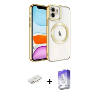 MARSİLYAN™- iPhone 12 Kılıf Nova Işık Özel Seri - Siyah Bilvis 5in1 3D Magic Cam Ekran Koruyucu + Renkli Kamera Lens Koruma Cam - PE