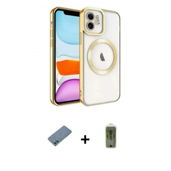 MARSİLYAN™- iPhone 12 Kılıf Nova Işık Özel Seri - Siyah Joko Magic 5D Hayalet Cam + Shine Kamera Lens Koruma Cam - MI