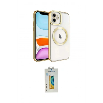 MARSİLYAN™- iPhone 12 Kılıf Nova Işık Özel Seri - Siyah Polymer Nano Ekran Koruyucu
