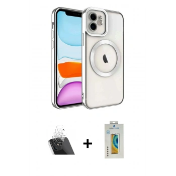 MARSİLYAN™- iPhone 12 Kılıf Nova Işık Özel Seri - Siyah Polymer Nano Ekran Koruyucu + Kamera Lens Koruma Cam - SF