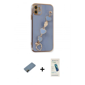 MARSİLYAN™- iPhone 12 Kılıf Nova Işık Prime - Şeffaf Pasifik Cam Ekran Koruyucu + Shine Kamera Lens Koruma Cam - GD