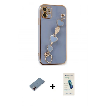 MARSİLYAN™- iPhone 12 Kılıf Nova Işık Prime - Şeffaf Pasifik Cam Ekran Koruyucu + Metal Kamera Lens Koruma Cam - KI