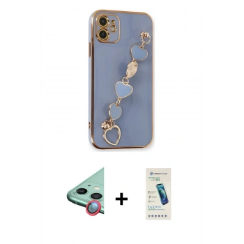 MARSİLYAN™- iPhone 12 Kılıf Nova Işık Prime - Şeffaf Pasifik Cam Ekran Koruyucu + Raze Metal Kamera Lens - KI