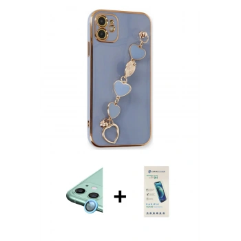 MARSİLYAN™- iPhone 12 Kılıf Nova Işık Prime - Şeffaf Pasifik Cam Ekran Koruyucu + Raze Metal Kamera Lens - MI