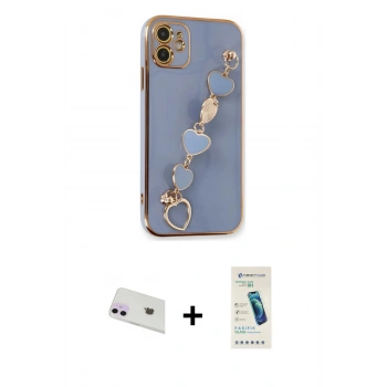 MARSİLYAN™- iPhone 12 Kılıf Nova Işık Prime - Şeffaf Pasifik Cam Ekran Koruyucu + Rainbow Kamera Lens Koruma Cam - MR