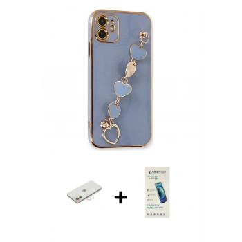 MARSİLYAN™- iPhone 12 Kılıf Nova Işık Prime - Şeffaf Pasifik Cam Ekran Koruyucu + Renkli Kamera Lens Koruma Cam - YL