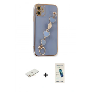 MARSİLYAN™- iPhone 12 Kılıf Nova Işık Prime - Şeffaf Pasifik Cam Ekran Koruyucu + Renkli Kamera Lens Koruma Cam - SI