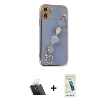 MARSİLYAN™- iPhone 12 Kılıf Nova Işık Prime - Şeffaf Pasifik Cam Ekran Koruyucu + Kamera Lens Koruma Cam - SF