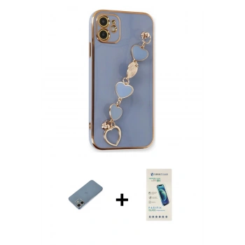 MARSİLYAN™- iPhone 12 Kılıf Nova Işık Prime - Şeffaf Pasifik Cam Ekran Koruyucu + Shine Kamera Lens Koruma Cam - GI