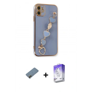 MARSİLYAN™- iPhone 12 Kılıf Nova Işık Prime - Siyah Bilvis 5in1 3D Magic Cam Ekran Koruyucu + Shine Kamera Lens Koruma Cam - GD