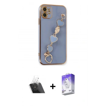MARSİLYAN™- iPhone 12 Kılıf Nova Işık Prime - Siyah Bilvis 5in1 3D Magic Cam Ekran Koruyucu + Kamera Lens Koruma Cam - SF