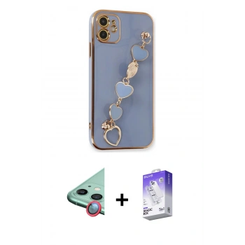 MARSİLYAN™- iPhone 12 Kılıf Nova Işık Prime - Siyah Bilvis 5in1 3D Magic Cam Ekran Koruyucu + Raze Metal Kamera Lens - KI
