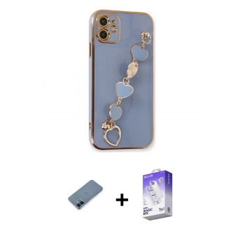 MARSİLYAN™- iPhone 12 Kılıf Nova Işık Prime - Siyah Bilvis 5in1 3D Magic Cam Ekran Koruyucu + Metal Kamera Lens Koruma Cam - MI