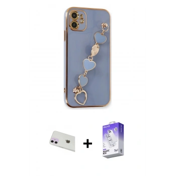 MARSİLYAN™- iPhone 12 Kılıf Nova Işık Prime - Siyah Bilvis 5in1 3D Magic Cam Ekran Koruyucu + Rainbow Kamera Lens Koruma Cam - MR